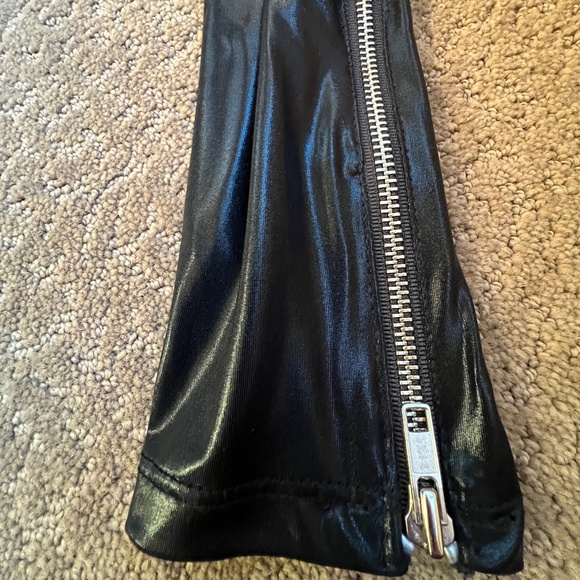 See You Monday-Made In the USA-Shiny Black Leggings with leg zippers-Small - Picture 3 of 7